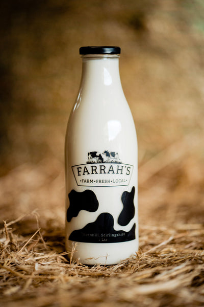 Farrah's Fresh, glass bottle Whole milk